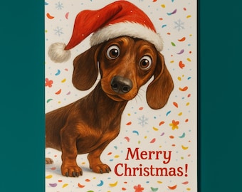 Dachshund Dog - Don’t Look Away - Merry Christmas Card - Funny Dog Breeds - Premium Greeting Card & Envelope - Personalised card - Friend