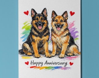German Shepherds: A Loyal Love Story - Anniversary Card - Funny Dog Breeds - Premium Greeting Card Envelope Personalised Couple Wife Husband