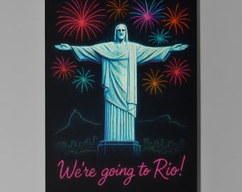 Brazil Christ the Redeemer We're going to Rio de Janeiro Card Premium Greeting Card & Envelope Personalised - City - Friends Family members