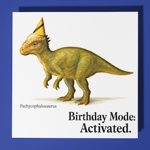 Dinosaurier Pachycephalosaurus - Geburtstagskarte - Personalisierte Karte - Lustige Tier Karte - Premium Grußkarte & Umschlag Sohn Schwester Freund