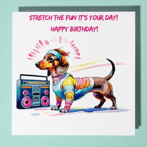 80er Jahre Dackel Hund Happy Birthday Karte - Lustiges Tier - Premium Grußkarte & Umschlag - Personalisierte Hunde Karte - Mama Schwester Freund Tochter