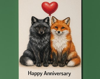 Animal Hugs Collection Love You Like No Other Fox Happy Anniversary Card - Premium Greeting Card Envelope - Personalised funny - Couples