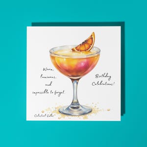 Cocktail Celestial Ember fatto a mano - Caldo, luminoso e impossibile da dimenticare - Biglietto di auguri di buon compleanno Biglietto di auguri premium e busta
