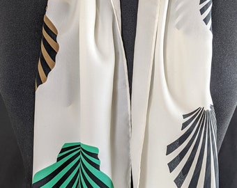 Lovely White and Summer Colours made in Japan Polyester Vera Neumann Scarf