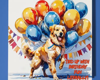 Golden Retriever  Happy Birthday Card - Funny Animal - Premium Greeting Card & Envelope - Personalised Dog card - Son Sister Friend daughter