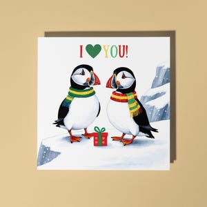 Handgemachte süße Papageientaucher mit Geschenk ich liebe dich Karte Lustige Tierkarte Tierliebhaber Premium Grußkarte mit Umschlag Liebe