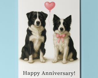 Dog Breeds Collection - Border Collie dogs - Anniversary Card - Funny Animal - Premium Greeting Card & Envelope - Personalised card - Couple