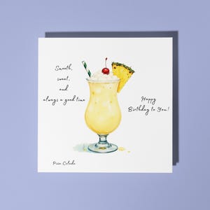 Handgemachter Cocktail Piña Colada - Geschmeidig, süß und immer eine gute Zeit - Happy Birthday Card Animal Lovers Premium Grußkarte & Umschlag