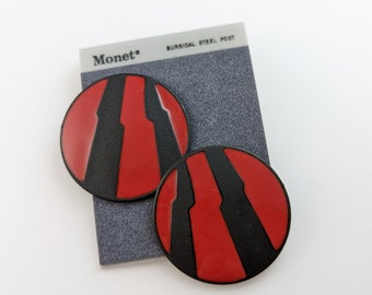 Beautiful Red Wine Colour Push Back Studs Earrings From Monet Jewellery