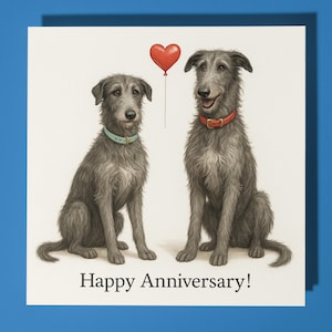 Perros Scottish Deerhound - Tarjeta de Feliz Aniversario con Animales Divertidos - Sobre Premium - Tarjeta de Felicitación - Tarjeta Personalizada para Perros - Esposo/Novio