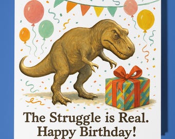 Dinosaur T-Rex - Birthday Card - Personalised card - Funny Animal Card - Premium Greeting Card & Envelope Son Sister Friend