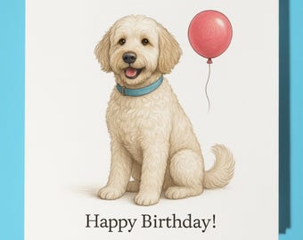 Dog Breeds Collection - Miniature Poodle - Happy Birthday Card - Funny Animal - Premium Greeting Card & Envelope - Personalised Dog card