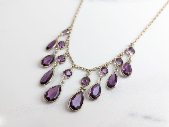 Lovely  Art Deco Jewellery Purple Glass Charms dr… - image 5