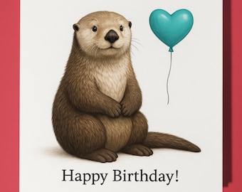 Animal Hugs Collection - Snugglepaws Otter - Birthday Card - Funny Animal - Premium Greeting Card and Envelope - Personalised card - Friend