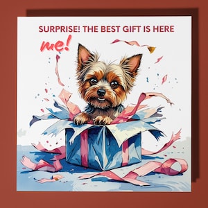 Verjaardagskaart hond Yorkshire Terrier - gepersonaliseerde hondenkaart grappige dierenkaart Premium - wenskaart en envelop moeder vader zoon zus vriend