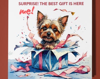 Yorkshire Terrier dog Birthday Card - Personalised Dog card Funny Animal Card Premium - Greeting Card & Envelope Mum Dad Son Sister Friend