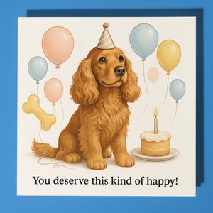 Cocker-spaniëlhond - Happy Birthday Card - Funny Animal - Premium wenskaart en envelop - Gepersonaliseerde grappige kaart - vriend familie