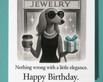 Barkfast at Tiffany’s Movie Parody Happy Birthday Card - Funny Animal Premium Greeting Card Envelope Personalised Dog card - Friend Daughter