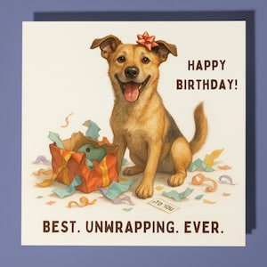 Cane felice - Miglior scarto - Biglietto di auguri di buon compleanno - Animale divertente - Busta per biglietti di auguri premium - Biglietto divertente personalizzato - Amici e famiglia