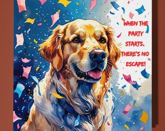 Golden Retriever  Happy Birthday Card - Funny Animal - Premium Greeting Card & Envelope - Personalised Dog card - Son Sister Friend daughter