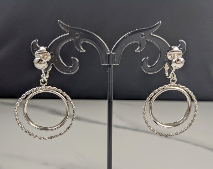 Lovely Vintage Silver-tone Dangles Clip-on Earrings by Avon Jewellery