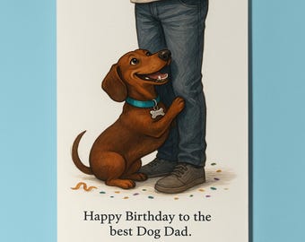My Human Is the Best Collection - Dachshund dog Happy Birthday to the best dog Dad Card - Funny Premium Greeting Card Envelope Personalised