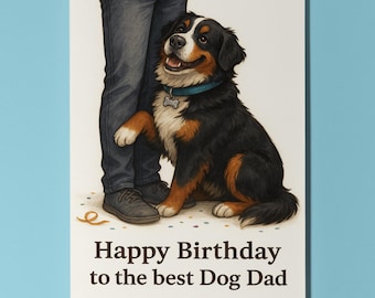 My Human Is the Best Collection Bernese Mountain dog Happy Birthday to the best dog Dad - Funny Premium Greeting Card Envelope Personalised