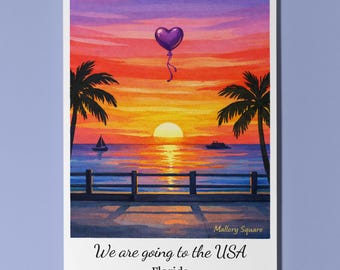 We are going to the USA - Florida - Mallory Square Card Premium Greeting Card Envelope Personalised Friends Couples Spouses Wife Husband