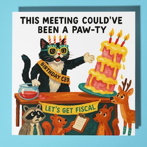 Gato gracioso - Tarjeta de feliz cumpleaños - Sobre de tarjeta de felicitación premium con animales graciosos Tarjeta de gato personalizada - Hermana, hija, amigo, hermano, papá