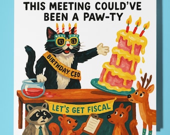 Funny cat - Happy Birthday Card - Funny Animal  Premium Greeting Card Envelope Personalised Cat card - sister daughter friend brother Dad