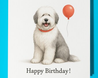 Dog Breeds Collection - Sheepdog Dog - Happy Birthday Card - Funny Animal - Premium Greeting Card & Envelope - Personalised card - Friend