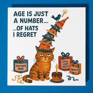 Chat - carte de joyeux anniversaire - animal drôle - enveloppe de carte de voeux premium - carte chat personnalisée - soeur fille amie maman papa famille