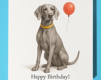 Dog Breeds Collection - Weimaraner Dog - Happy Birthday Card - Funny Animal - Premium Greeting Card & Envelope - Personalised card - Friend