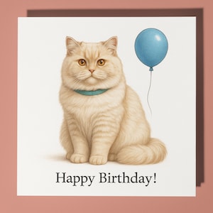 Cat Breeds Collection - British Longhair cat - Happy Birthday Card - Funny Animal - Premium Greeting Card & Envelope - Personalised card