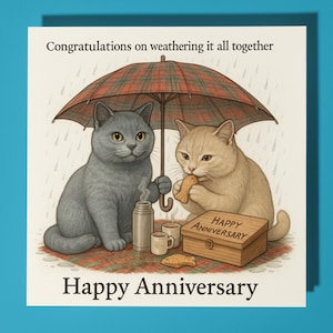 British Shorthair cats - Happy Anniversary Card  Funny Animal - Premium Greeting Card & Envelope - Personalised cat card - Husband Couple