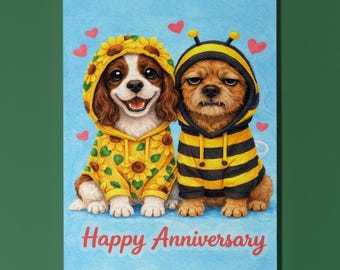 Springer Spaniel Border Terrier Anniversary Card Personalised Bee Sunflower Hoodie Dog Lover Gift