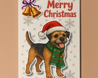 Border Terrier Dog Breeds Pop Pets 3D Collection Merry Christmas Card Funny Animal Premium Quality Greeting Card Envelope Personalised card