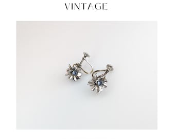 Vintage Coro Jewellery Silver-Tone Flower Screw Back Earrings  Delicate Design