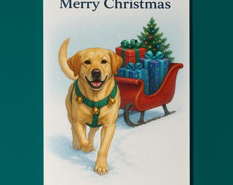 Labrador Dog - Santa’s Helpers Collection - Merry Christmas Card - Funny Dogs - Dog Breeds - Premium Greeting Card & Envelope Personalised