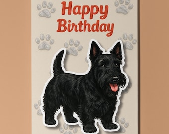 Scottish Terrier Dog - Pop Pets 3D Collection Happy Birthday Card - Funny Animal Premium Quality Greeting Card & Envelope Personalised card