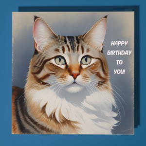 Gatto soriano fatto a mano - Biglietto di auguri personalizzato con gatto - Figlio, sorella, figlia, mamma, papà - Biglietto di auguri di compleanno con animali divertenti - Busta per biglietti di auguri premium