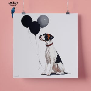 Stampa artistica da parete con ritratto di cane, regalo perfetto per gli amanti degli animali, 295 mm x 295 mm, carta opaca 300 g/m², senza cornice
