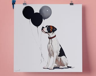 Elegant  Dog Pet Portrait Wall Art Print, Perfect Gift for Pet Lovers, 295mm x 295mm, 300GSM Matte Paper, Unframed