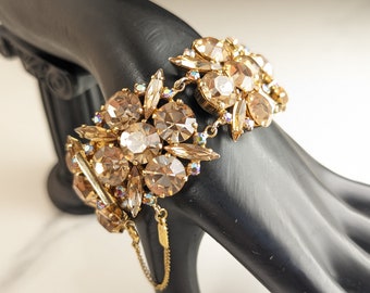 Beautiful Vintage Yellow Topaz Colour Crystal Bracelet by Monet Jewellery
