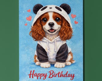 Springer Spaniel Birthday Card Personalised Panda Hoodie Cute Dog Lover Gift