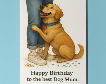My Human Is the Best Collection Golden Retriever Happy Birthday to the best dog Mum Card Funny Premium Greeting Card Envelope Personalised
