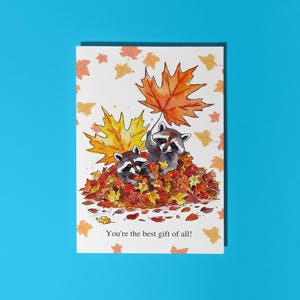 Handmade Lustige Waschbären spielen Du bist das beste Geschenk von allen!  Love Card Premium Grußkarte & Umschlag