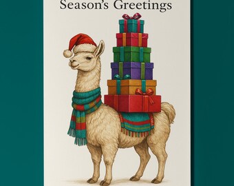 No Probllama Holiday - Season's Greetings Card - Funny animals Premium Greeting Card and Envelope - Personalised - Friends Family members