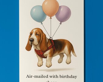 Dog Breeds Collection - Basset Hound Dog Happy Birthday Card - Funny Animal - Premium Greeting Card & Envelope - Personalised card - Friend