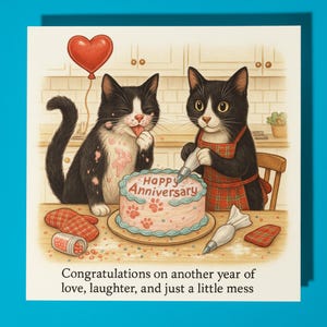 Gatos de smoking - Parabéns - Feliz aniversário - Animal engraçado - Cartão de felicitações e envelope premium - Cartão personalizado - Marido de casal